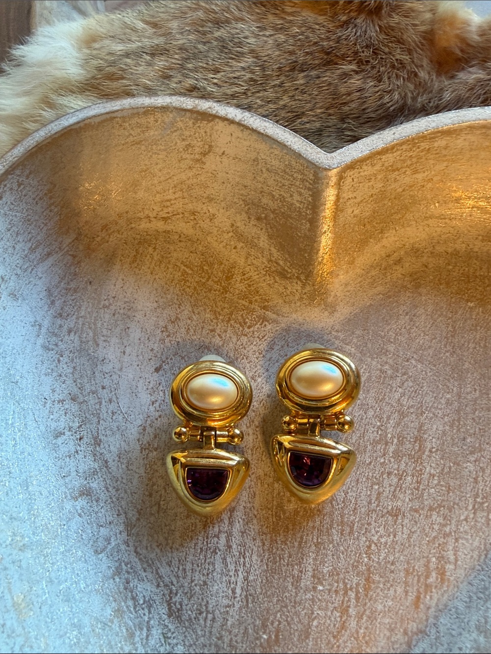 Joan Rivers Gold-Tone Pearl and Garnet Clip-On Earrings
